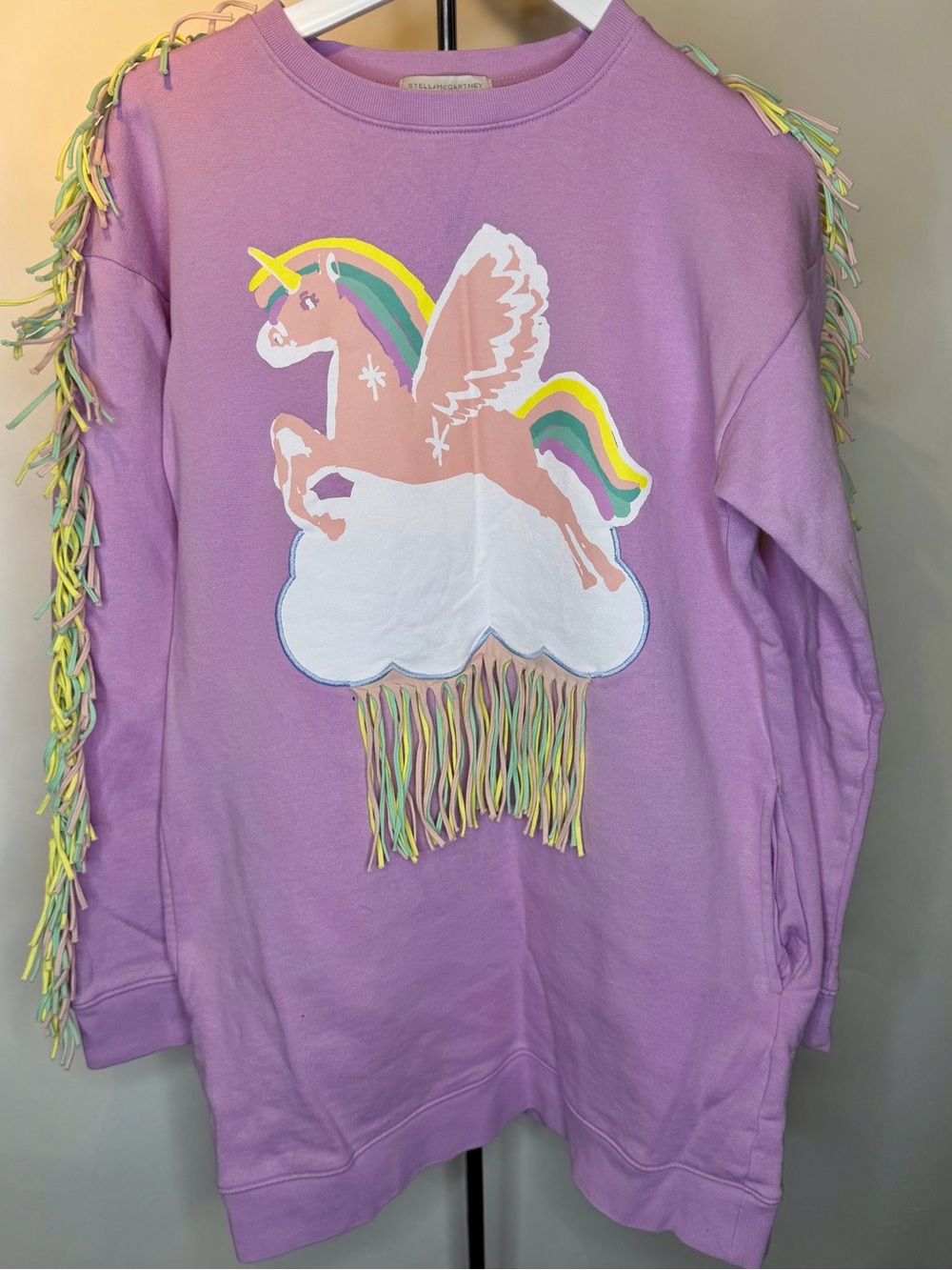 Stella McCartney Kids Girls Purple Unicorn Sweatshirt Dress